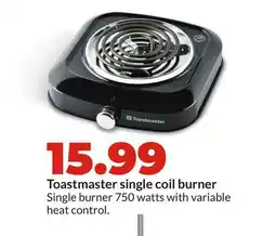 Hy-Vee Toastmaster single coil burner offer