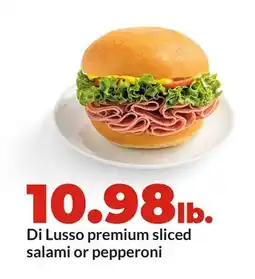 Hy-Vee Di Lusso premium sliced salami or pepperoni offer