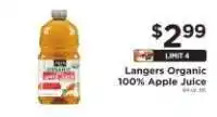 ShopRite Langers Organic 100% Apple Juice offer