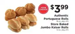 ShopRite Authentic Portuguese Rolls or Store Baked Jumbo Kaiser Rolls offer