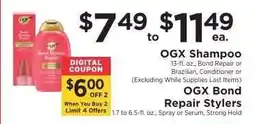 ShopRite OGX Shampoo & Bond Repair Stylers offer