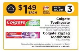 ShopRite Colgate Toothpaste / Colgate ZigZag Toothbrush offer