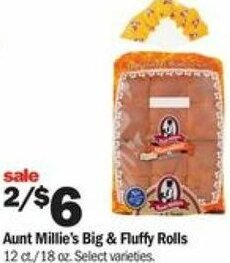 Meijer Aunt Millie's Big & Fluffy Rolls offer