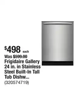 The Home Depot Frigidaire Gallery 24 in. in Stainless Steel Built-In Tall Tub Dishwasher offer