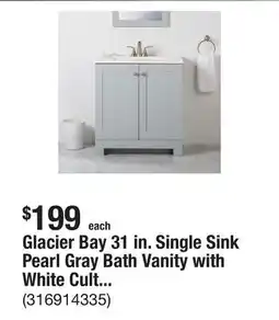 The Home Depot Glacier Bay 31 in. Single Sink Pearl Gray Bath Vanity with White Cultured Marble Top (Assembled) offer