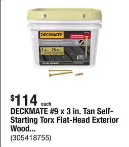 The Home Depot DECKMATE #9 x 3 in. Tan Self-Starting Torx Flat-Head Exterior Wood Deck Screws (25 lb./1543-Piece) offer