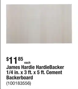 The Home Depot James Hardie HardieBacker 1/4 in. x 3 ft. x 5 ft. Cement Backerboard offer