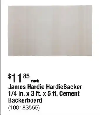 The Home Depot James Hardie HardieBacker 1/4 in. x 3 ft. x 5 ft. Cement Backerboard offer