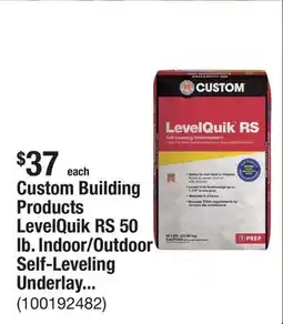 The Home Depot Custom Building Products LevelQuik RS 50 lb. Indoor/Outdoor Self-Leveling Underlayment offer