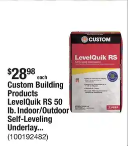 The Home Depot Custom Building Products LevelQuik RS 50 lb. Indoor/Outdoor Self-Leveling Underlayment offer