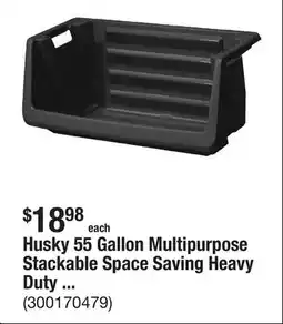 The Home Depot Husky 55 Gallon Multipurpose Stackable Space Saving Heavy Duty Storage Bin in Black offer