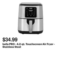 Best Buy bella PRO - 4.2-qt. Touchscreen Air Fryer - Stainless Steel offer