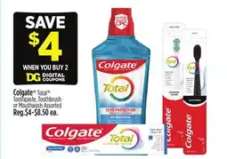 Dollar General Colgate Total Toothpaste, Toothbrush or Mouthwash offer
