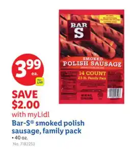 Lidl Bar-S smoked polish sausage, family pack offer