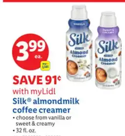 Lidl Silk almondmilk coffee creamer offer
