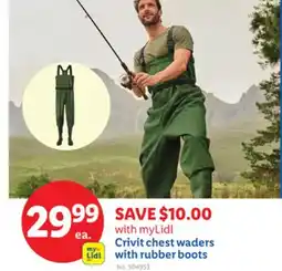 Lidl Crivit chest waders with rubber boots offer
