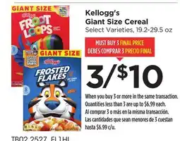Food 4 Less Kellogg's Giant Size Cereal offer