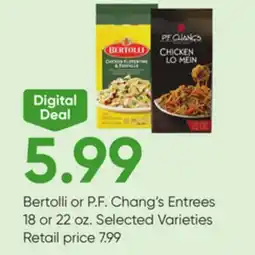 Stater Bros Bertolli or P. F. Chang's Entrees offer