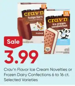 Stater Bros Crav'n Flavor Ice Cream Novelties or Frozen Dairy Confections offer
