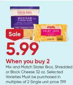 Stater Bros Stater Bros. Shredded or Block Cheese offer