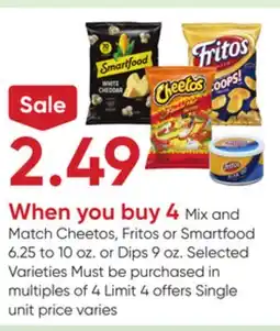 Stater Bros Cheetos, Fritos or Smartfood 6.25 to 10 oz. or Dips 9 oz offer