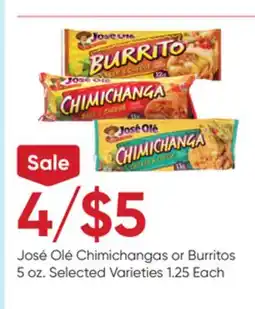 Stater Bros José Olé Chimichangas or Burritos offer
