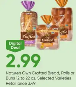 Stater Bros Nature's Own Crafted Bread, Rolls or Buns offer