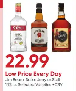 Stater Bros Jim Beam, Sailor Jerry or Stoli offer