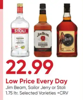 Stater Bros Jim Beam, Sailor Jerry or Stoli offer