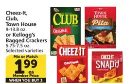 Albertsons Cheez-It, Club, Town House 9-13.8 oz. or Kellogg's Bagged Crackers 5.75-7.5 oz offer