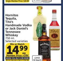 Albertsons Hornitos Tequila, Tito's Handmade Vodka or Jack Daniel's Tennessee Whiskey offer