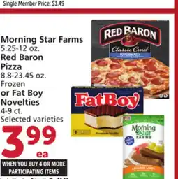 Albertsons Morning Star Farms 5.25-12 oz. Red Baron Pizza 8.8-23.45 oz. Frozen or Fat Boy Novelties 4-9 ct offer