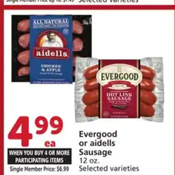 Albertsons Evergood or aidells Sausage offer