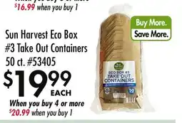 Smart & Final Sun Harvest Eco Box #3 Take Out Containers 50 ct offer