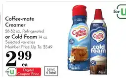 Pavilions Coffee-mate Creamer 28-32 oz., Refrigerated or Cold Foam 14 oz offer