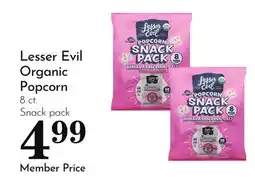 Pavilions Lesser Evil Organic Popcorn offer