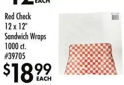 Smart & Final Red Check 12 x 12 Sandwich Wraps 1000 ct offer