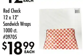 Smart & Final Red Check 12 x 12 Sandwich Wraps 1000 ct offer