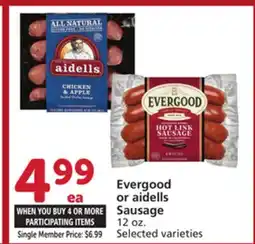 Vons Evergood or aidells Sausage offer