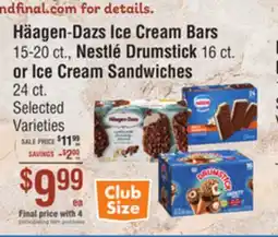 Smart & Final Häagen-Dazs Ice Cream Bars, Nestlé Drumstick or Ice Cream Sandwiches offer
