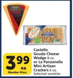 Vons Castello Gouda Cheese Wedge 8 oz. or La Panzanella Mini Artisan Crackers 6 oz offer