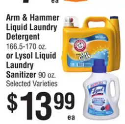 Smart & Final Arm & Hammer Liquid Laundry Detergent or Lysol Liquid Laundry Sanitizer offer