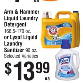 Smart & Final Arm & Hammer Liquid Laundry Detergent or Lysol Liquid Laundry Sanitizer offer