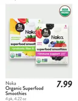 Fresh Thyme Noka Organic Superfood Smoothies offer