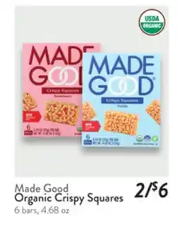 Fresh Thyme Made Good Organic Crispy Squares 6 bars offer