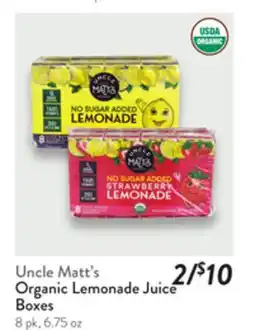Fresh Thyme Uncle Matt's Organic Lemonade Juice Boxes offer