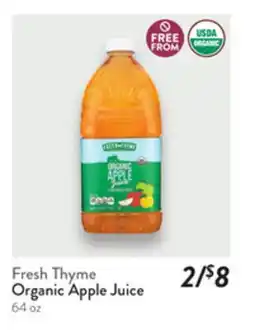 Fresh Thyme Fresh Thyme Organic Apple Juice offer