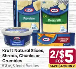 Tony’s Fresh Market Kraft Natural Slices, Shreds, Chunks or Shreds, Chunks or Crumbles offer
