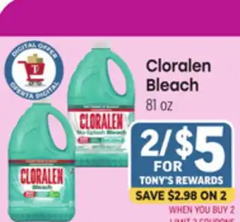 Tony’s Fresh Market Cloralen Bleach offer