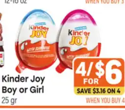 Tony’s Fresh Market Kinder Joy Boy or Girl offer